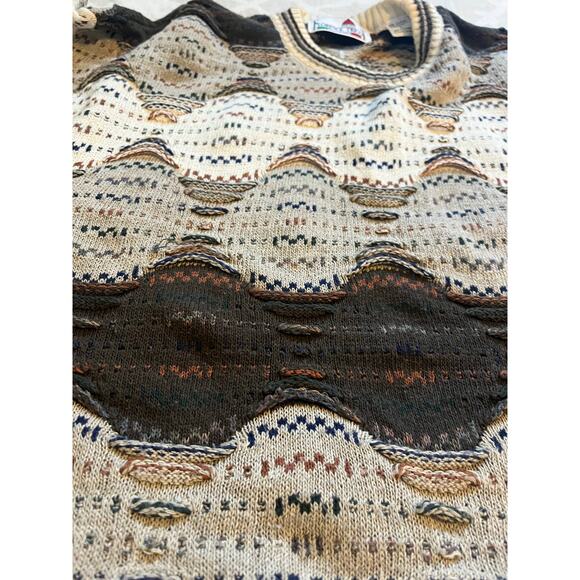 Florence tricot vintage 3d knit textured sweater men’s large - Picture 4 of 7